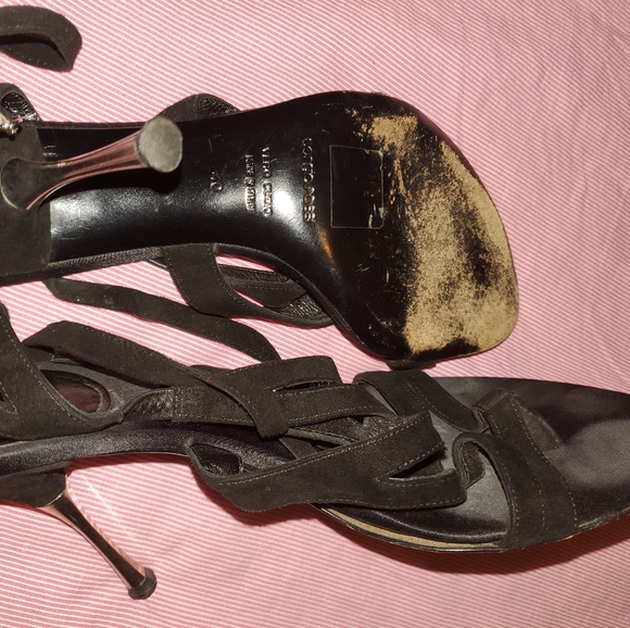 Black suede strap sandals metal heel - Picture 5 of 10
